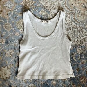 AMO Women's White Ribbed Tank Top